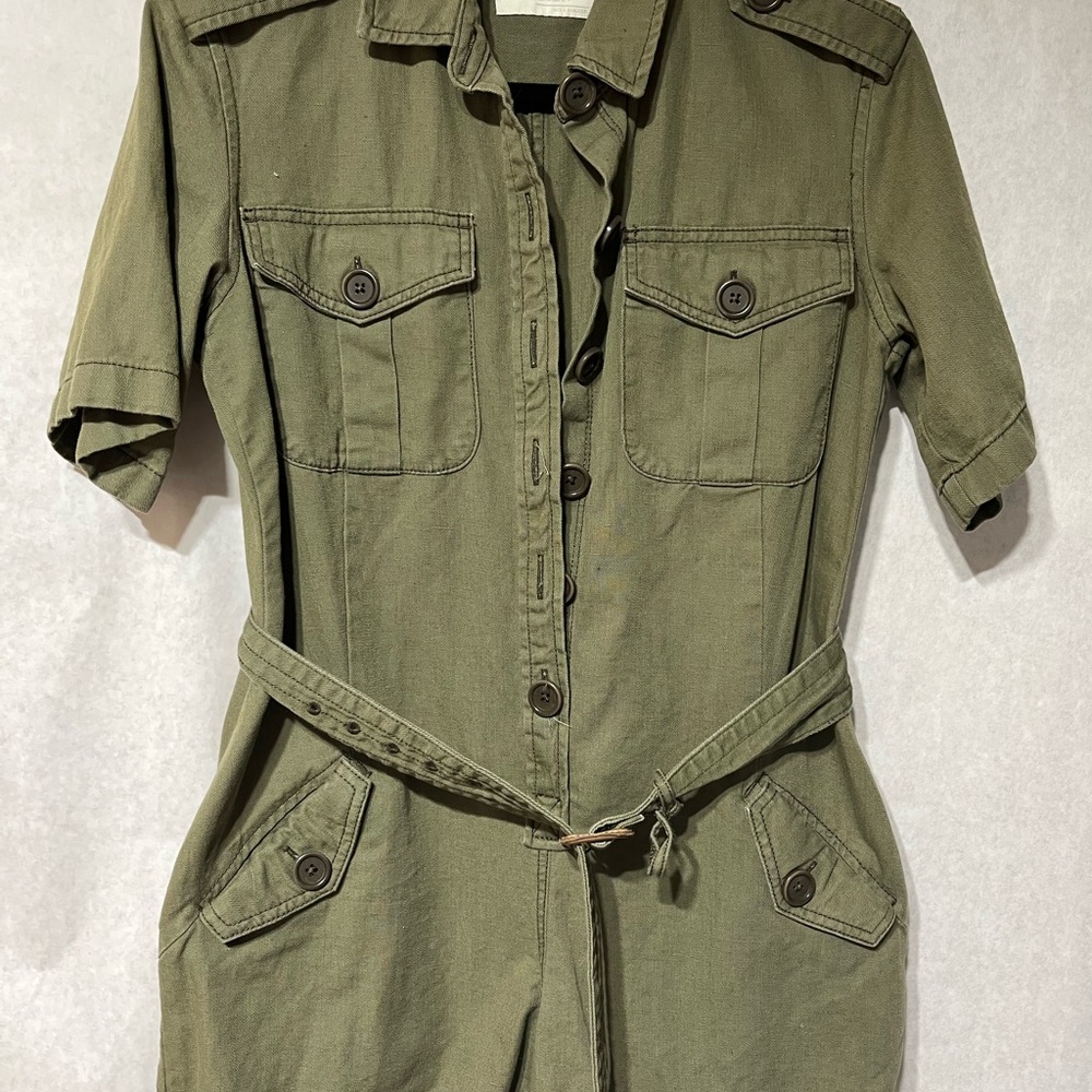 Green Button-Up‎ Utility Jumpsuit